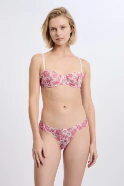 ETAM Sujetadores De Encaje|Balconette|Soutien-gorge N.9 - Balconnet en dentelle avec fleurs ROSE