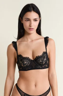 ETAM Sujetadores De Encaje|Sujetadores Sexy|Soutien-gorge N.9 - Balconnet bustier en dentelle NOIR
