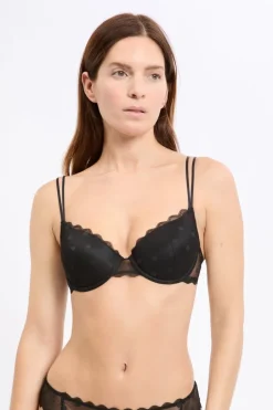 ETAM Sujetadores De Encaje|Balconette|Soutien-gorge N.4 - Le coques fines à motif pois NOIR