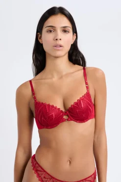 ETAM Balconette|Soutien-gorge N.4 - Le coques fines en broderie ROUGE