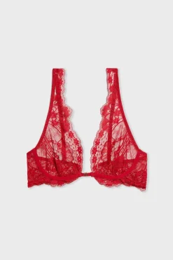 ETAM Sujetadores De Encaje|Sujetadores Talla Grande: Copas D-G|Soutien-gorge N.7 - Le corbeille foulard ROUGE