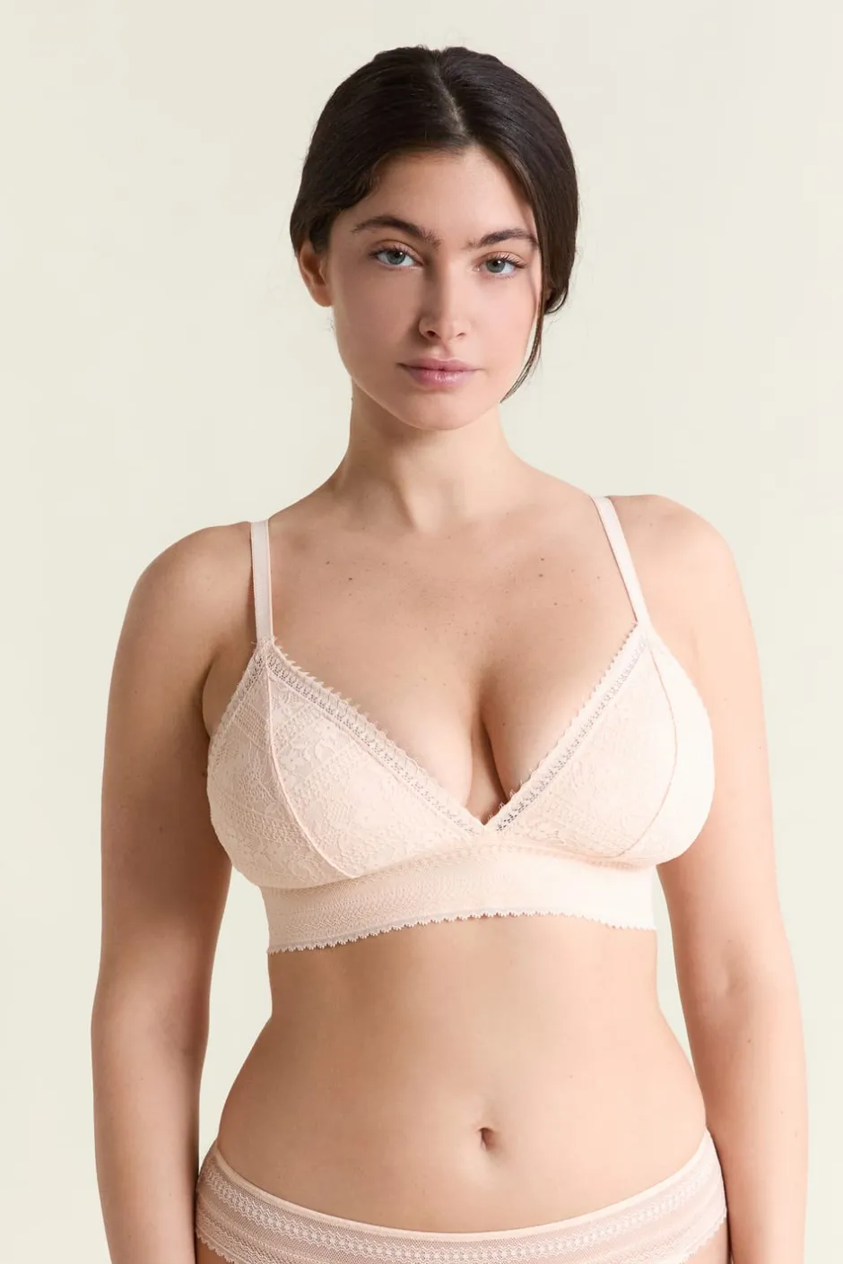 ETAM Lencería De Novia|Sujetadores De Encaje|Soutien-gorge N.8 - Le triangle sans armatures en dentelle BLUSH