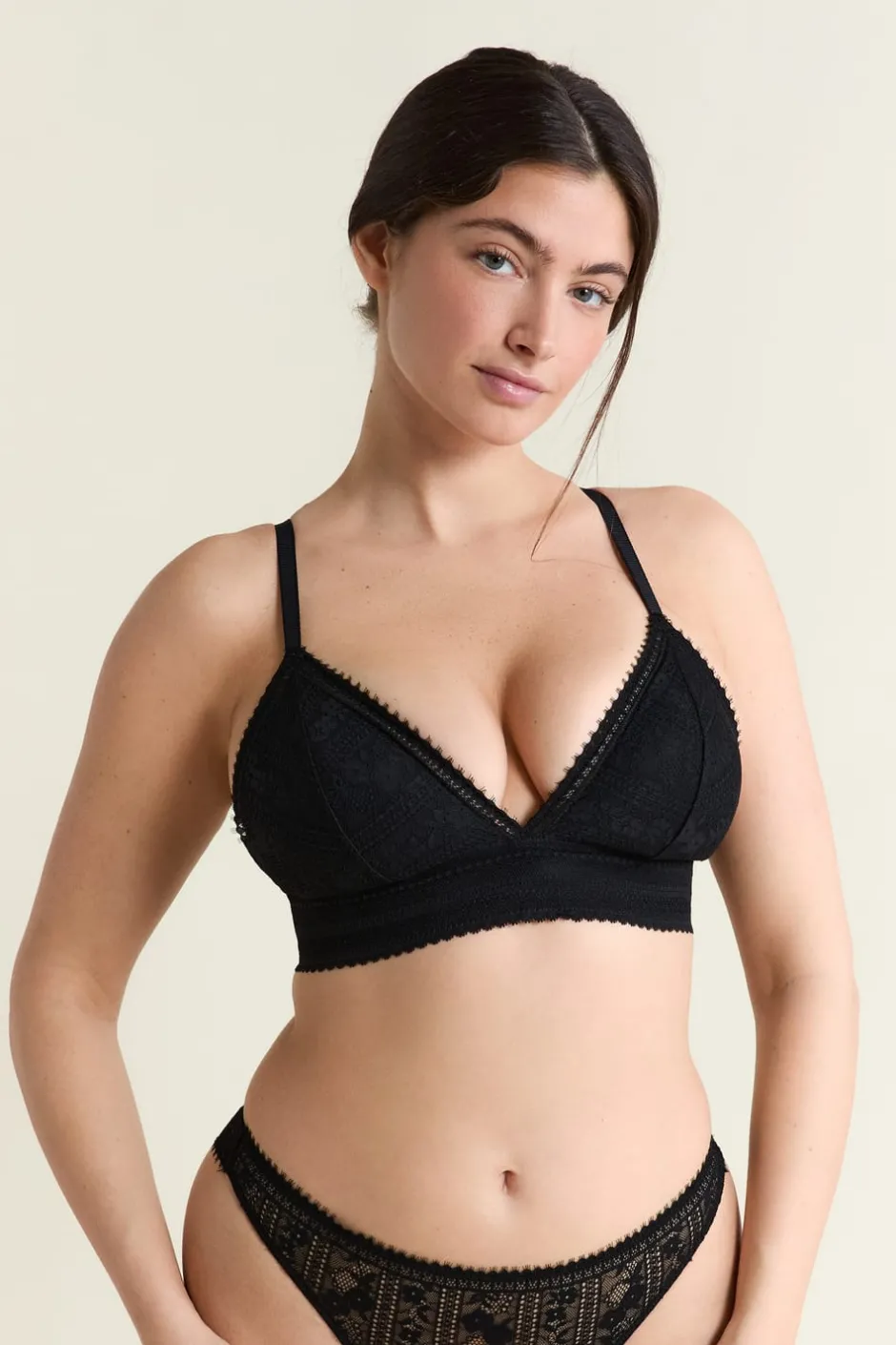 ETAM Sujetadores De Encaje|Triángulo|Soutien-gorge N.8 - Le triangle sans armatures en dentelle NOIR