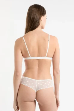 ETAM Sujetadores De Encaje|Triángulo|Soutien-gorge triangle en tulle à motifs pois ECRU