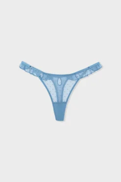 ETAM Braguitas Sexy|Tanga|String en tulle BLEU AZUR