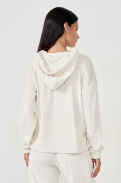ETAM Homewear|Pijamas Calentitos|Sudadera con capucha efecto terciopelo ECRU