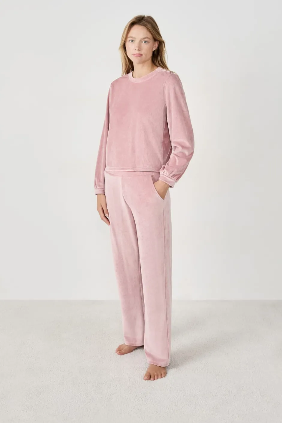 ETAM Pijamas Calentitos|Ponchos, Sudaderas Y Chaquetas|Sudadera con efecto terciopelo ROSA EMPOLVADO