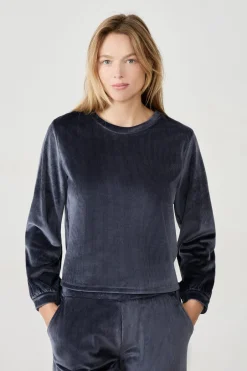 ETAM Pijamas Calentitos|Ponchos, Sudaderas Y Chaquetas|Sudadera con efecto terciopelo AZUL NOCHE