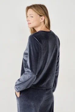 ETAM Pijamas Calentitos|Ponchos, Sudaderas Y Chaquetas|Sudadera con efecto terciopelo AZUL NOCHE