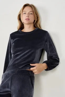 ETAM Pijamas Calentitos|Ponchos, Sudaderas Y Chaquetas|Sudadera con efecto terciopelo AZUL NOCHE