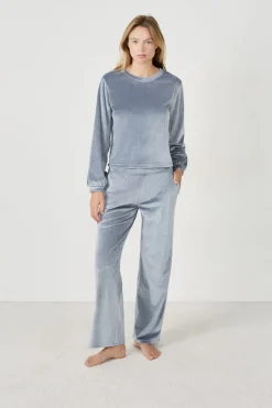 ETAM Pijamas Calentitos|Ponchos, Sudaderas Y Chaquetas|Sudadera con efecto terciopelo AZUL