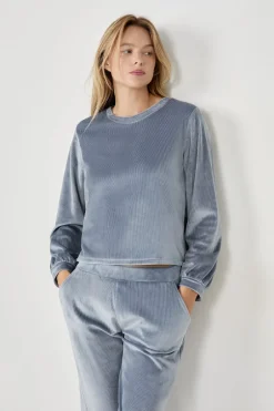ETAM Pijamas Calentitos|Ponchos, Sudaderas Y Chaquetas|Sudadera con efecto terciopelo AZUL