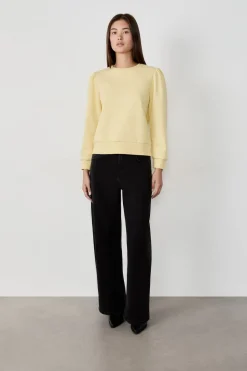 ETAM Cuello Redondo|Sudaderas|Sudadera de algodón AMARILLO P&Aacute;LIDO