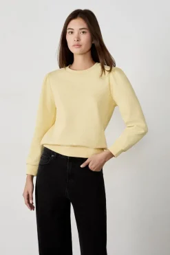 ETAM Cuello Redondo|Sudaderas|Sudadera de algodón AMARILLO P&Aacute;LIDO