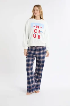 ETAM Los Pijamas Más Responsables|Ponchos, Sudaderas Y Chaquetas|Sudadera de algodón con estampado de esquiadores crudo