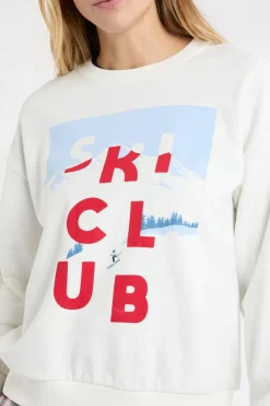 ETAM Los Pijamas Más Responsables|Ponchos, Sudaderas Y Chaquetas|Sudadera de algodón con estampado de esquiadores crudo