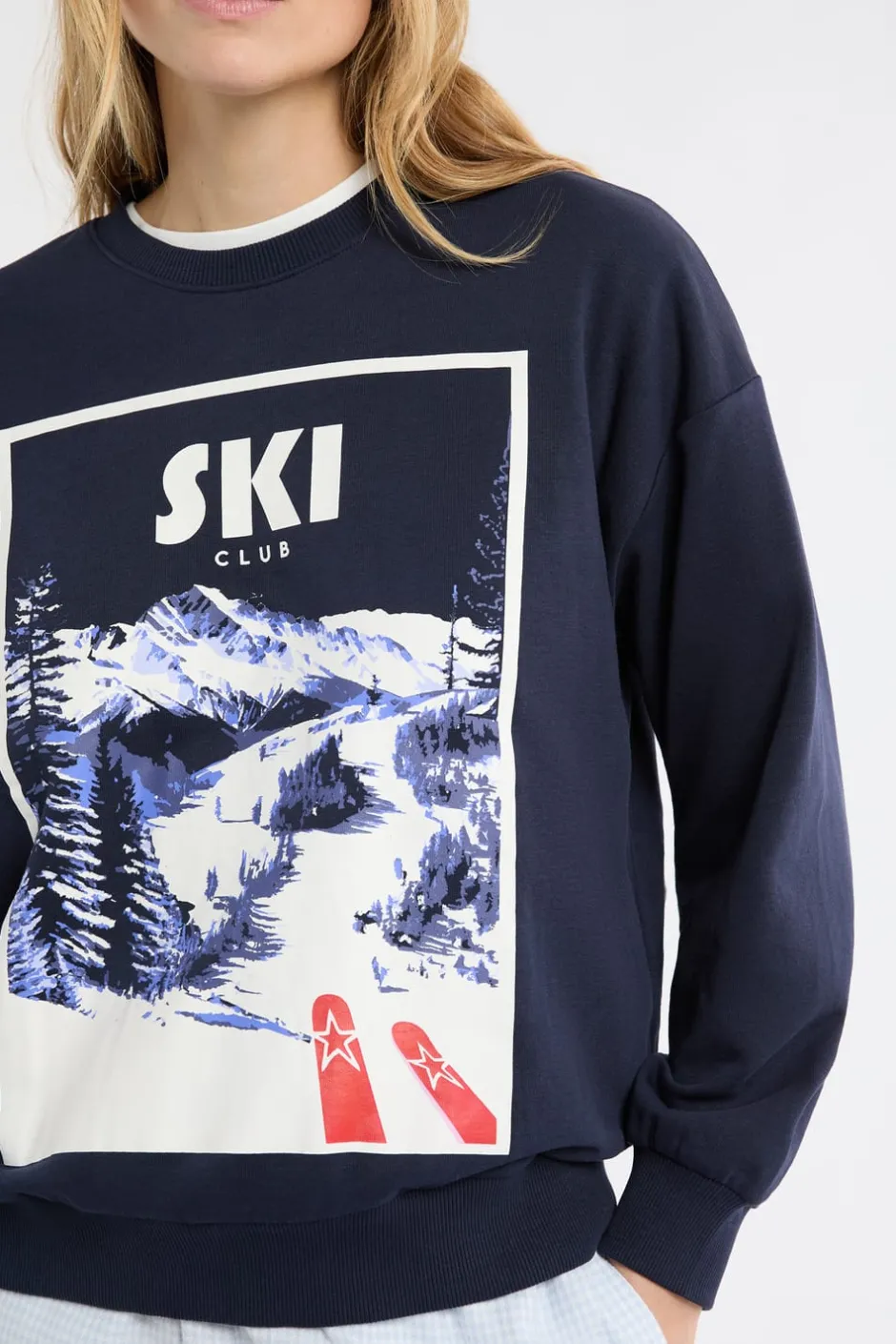 ETAM Los Pijamas Más Responsables|Ponchos, Sudaderas Y Chaquetas|Sudadera de algodón con estampado de paisaje de esquí marino