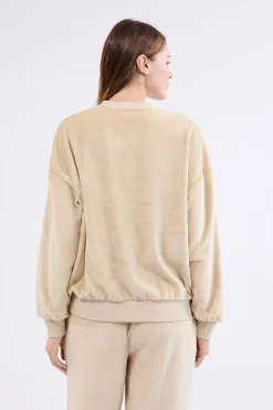 ETAM Pijamas Calentitos|Ponchos, Sudaderas Y Chaquetas|Sudadera de manga larga con efecto terciopelo BEIGE