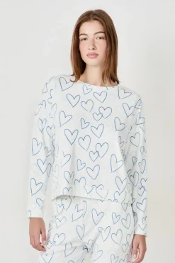 ETAM Ponchos, Sudaderas Y Chaquetas|Partes De Arriba De Pijama|Sudadera de pijama con corazones BLANCO