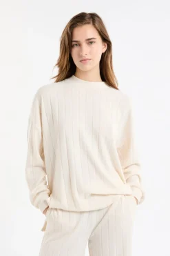 ETAM Homewear|Los Pijamas Más Responsables|Sudadera de pijama con cuello redondo crudo