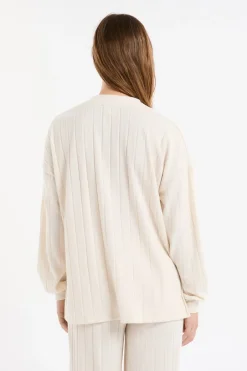 ETAM Homewear|Los Pijamas Más Responsables|Sudadera de pijama con cuello redondo crudo