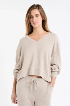 ETAM Homewear|Ponchos, Sudaderas Y Chaquetas|Sudadera de pijama con cuello en V MARR&Oacute;N