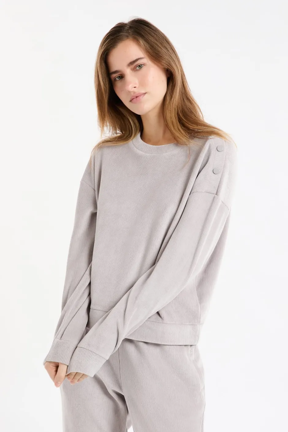 ETAM Homewear|Los Pijamas Más Responsables|Sudadera de pijama con cuello redondo GRIS