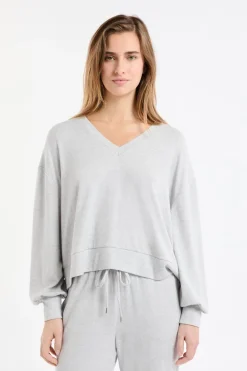 ETAM Homewear|Ponchos, Sudaderas Y Chaquetas|Sudadera de pijama con cuello en V GRIS CLARO
