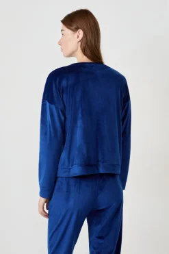 ETAM Pijamas Calentitos|Ponchos, Sudaderas Y Chaquetas|Sudadera de pijama con efecto terciopelo AZUL MARINO