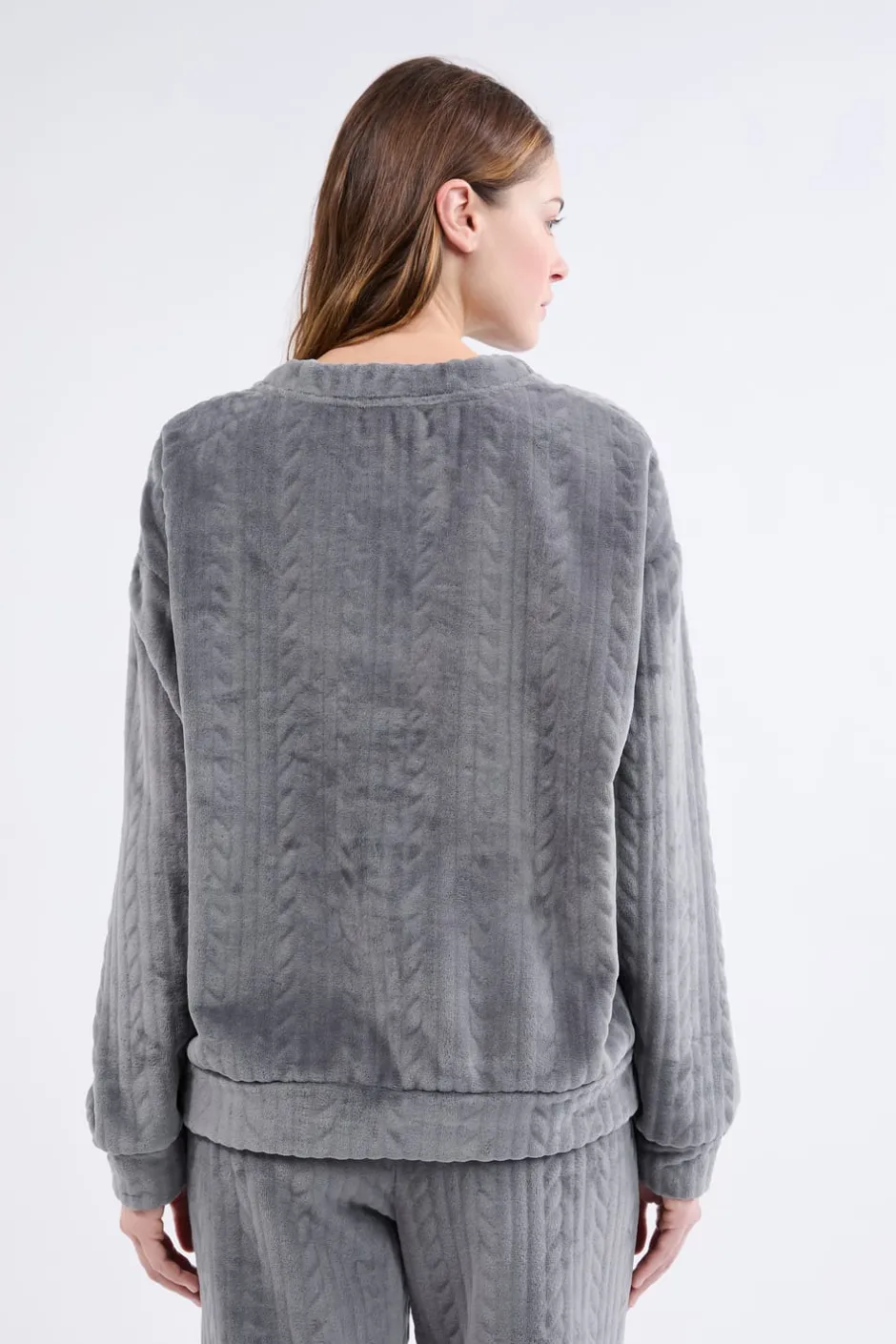 ETAM Pijamas Calentitos|Ponchos, Sudaderas Y Chaquetas|Sudadera de pijama con efecto terciopelo ANTRACITA