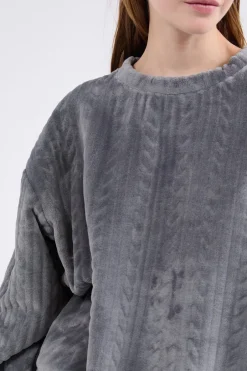 ETAM Pijamas Calentitos|Ponchos, Sudaderas Y Chaquetas|Sudadera de pijama con efecto terciopelo ANTRACITA