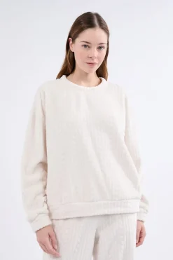 ETAM Pijamas Calentitos|Ponchos, Sudaderas Y Chaquetas|Sudadera de pijama con efecto terciopelo CRUDO