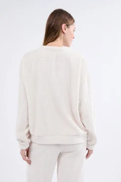 ETAM Pijamas Calentitos|Ponchos, Sudaderas Y Chaquetas|Sudadera de pijama con efecto terciopelo CRUDO