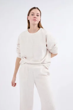 ETAM Pijamas Calentitos|Ponchos, Sudaderas Y Chaquetas|Sudadera de pijama con efecto terciopelo CRUDO
