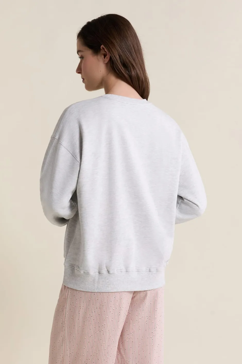 ETAM Los Pijamas Más Responsables|Ponchos, Sudaderas Y Chaquetas|Sudadera de pijama con inscripción en algodón GRIS CLARO