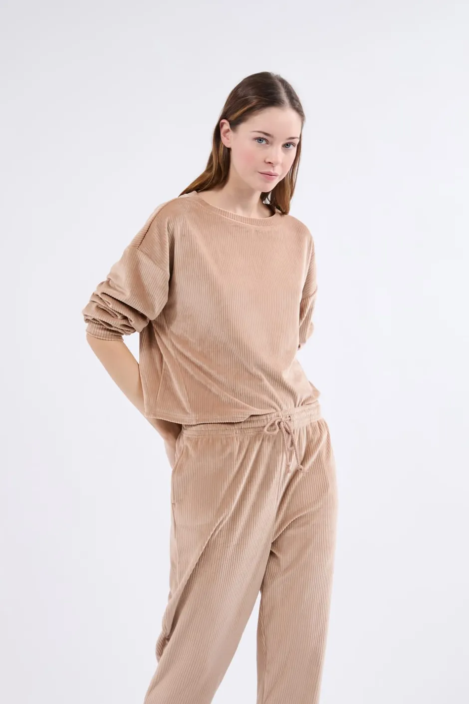 ETAM Homewear|Ponchos, Sudaderas Y Chaquetas|Sudadera de pijama de terciopelo TOPO