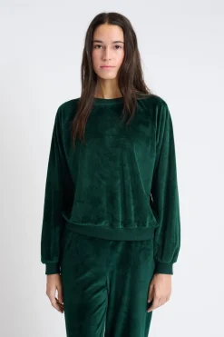 ETAM Homewear|Pijamas Calentitos|Sudadera de pijama de terciopelo VERDE OSCURO