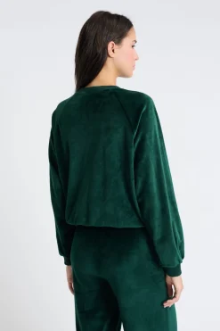 ETAM Homewear|Pijamas Calentitos|Sudadera de pijama de terciopelo VERDE OSCURO