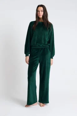 ETAM Homewear|Pijamas Calentitos|Sudadera de pijama de terciopelo VERDE OSCURO