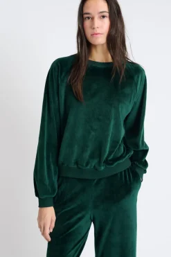 ETAM Homewear|Pijamas Calentitos|Sudadera de pijama de terciopelo VERDE OSCURO