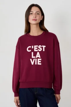 ETAM Fantasía|Básicos|Sudadera estampada "C'est la vie" BURDEO