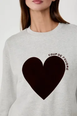 ETAM Básicos|Cuello Redondo|Sudadera estampada corazón GRIS