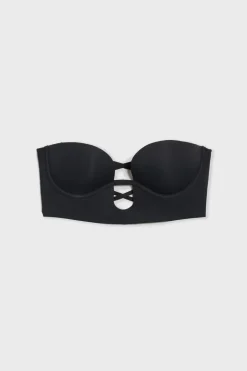 ETAM Sujetadores Talla Grande: Copas D-G|Sujetadores Invisibles|Sujetador - Bustier copas finas NEGRO