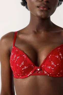 ETAM Push Up|Sujetadores Sexy|Sujetador Nº 2 - El push-up escote pronunciado ROJO