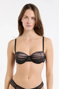 ETAM Sujetadores Talla Grande: Copas D-G|Sujetador balconnet con copas finas de tul NEGRO