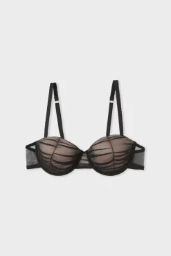 ETAM Sujetadores Talla Grande: Copas D-G|Sujetador balconnet con copas finas de tul NEGRO