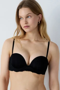 ETAM Push Up|Sujetadores De Encaje|Sujetador bandeau NEGRO
