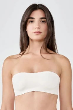 ETAM Sujetadores Talla Grande: Copas D-G|Sujetadores Invisibles|Sujetador bandeau aros suaves tirantes desmontables CRUDO