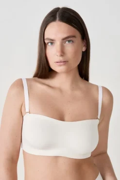 ETAM Sujetadores Talla Grande: Copas D-G|Sujetadores Invisibles|Sujetador bandeau aros suaves tirantes desmontables CRUDO