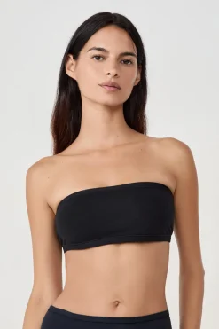 ETAM Sin Tirantes|Sin Aro|Sujetador bandeau con aros de algodón orgánico elástico NEGRO